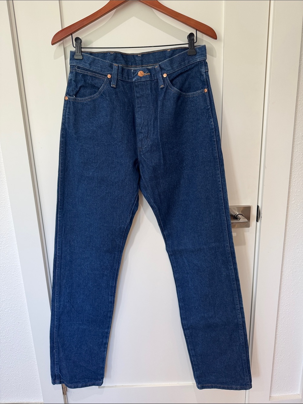 Wrangler Men's Dark Blue Straight-Leg Jeans 31x34